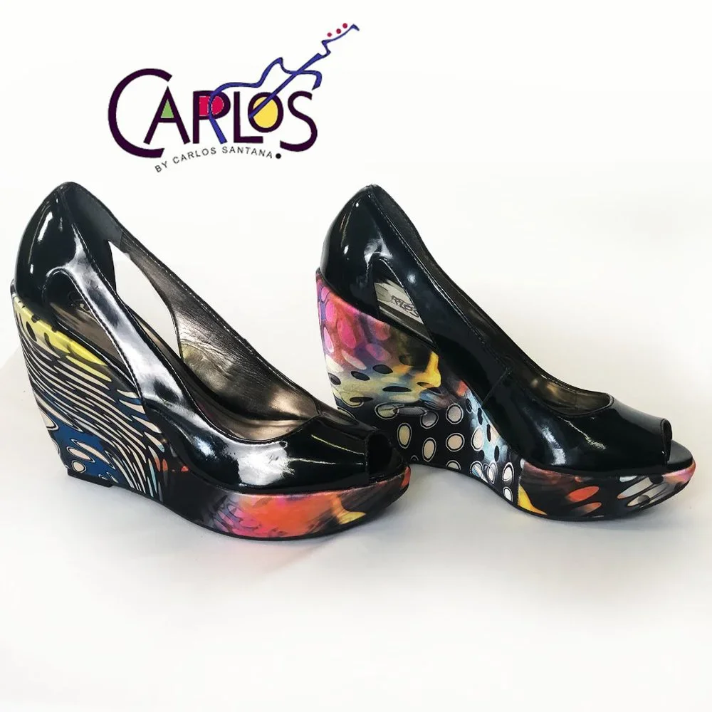 Carlos Santana artsy platform wedge shoes - Picture 8 of 10